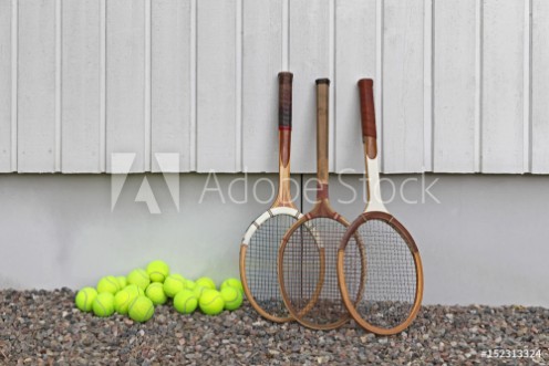 Picture of Old wooden rackets at Tennis club